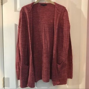 Dusty rose hooded cardigan with pockets